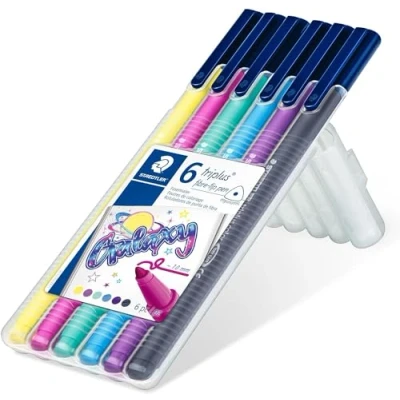 Imagen de STAEDTLER Triplus Bolígrafos de punta fibra (6 unidades), color negro
