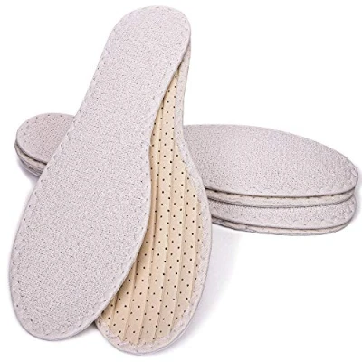 Imagen de SULPO plantillas para zapatos descalzados, 3 pares, de algodón y látex, frescas con carbón activo contra olor, hombres mujeres, tallas 36 48 (42)