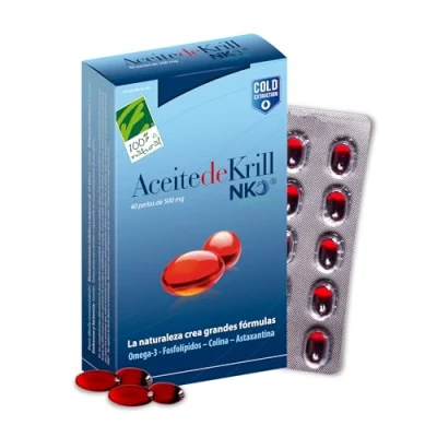 Imagen de Aceite de Krill Antártico NKO 1000mg Omega 3 EPA + DHA 40 Perlas Con Fosfolípidos, Colina y Astaxantina Veces Más Biodisponibilidad que Pescado Extracción en Frío 100% Natural