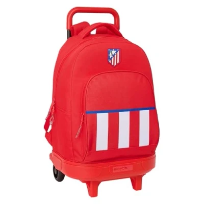 Imagen de Safta ATLÉTICO de MADRID Mochila Grande con Ruedas, Compacta, Extraíble, Ideal para Niños Diferentes Edades, Cómoda y Versátil, Calidad Resistencia, 33x22x45 cm, Color Rojo