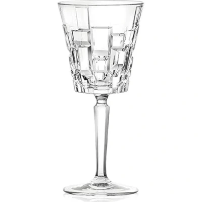 Imagen de RCR 27435020006 juego de 6 copas vino cristal 280 ml, con tallo Luxion, efecto geométrico Etna único, cristalería apta para lavavajillas, utensilios bar fiesta