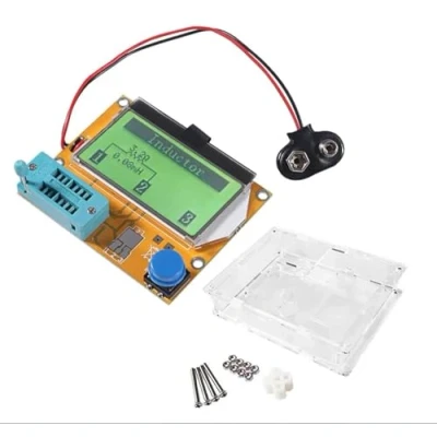 Imagen de ALMOCN LCR T4 Mega328 Transistor Tester Resistencia Capacitancia Diodo Triodo Condensador ESR SCR Medidor MOS PNP NPN con caja