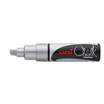 Imagen de Uni Ball UNIPWE8K PlataUd Chalk PWE 8K Marcador de Tiza (Punta cincel), Plateado, Color Plata, 8 mm (PWE AR)