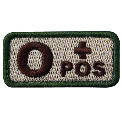 Imagen de Táctico Tipo O positivo de sangre emblema Broche Bordado Gancho y Parche bucle cierre, Multitan