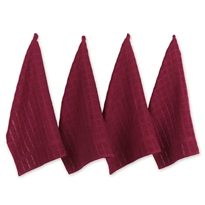 Imagen de DII Windowpane Juego de Toallas Cocina, algodón, Color Vino sólido, 16 x 26 Pulgadas