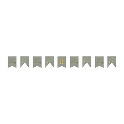 Imagen de Folat B.V. 68507 Golden Dawn Banderines con Numero Happy Birthday Gris Oro 4 Metros Cartel Feliz Fiestas Ideal para Decorar cumpleaños Infantiles, Color