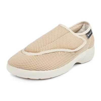 Imagen de Aerosoft Zapato de rehabilitación Stretch 17 Mujer Hombre Ancho G H Cierre Velcro Antideslizante (Beige, Sistema Tallas Calzado EU, Adulto, Mujer, Números, Mediano, 42)