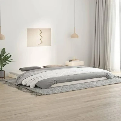 Imagen de vidaXL Estructura de Cama Madera Maciza Pino Blanco 200x200 cm, Cama, Muebles Dormitorio, Madera, Doble