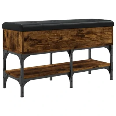 Imagen de vidaXL Banco Zapatero Madera de ingeniería Roble Ahumado 82x32x45 cm