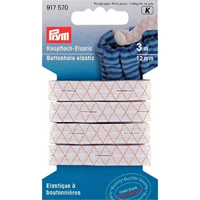 Imagen de Prym 917570 1 Elastic Buttonhole, Rubber, White, 12 mm