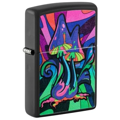 Imagen de Zippo Black Light Trippy Mushgroom Encendedor de bolsillo negro mate