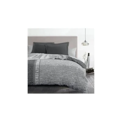 Imagen de Home Linge Passion Juego de edredón Microfibra Newspaper, 1 Funda nórdica 220 x 240 cm y 2 Fundas Almohada 63 cm, Color Gris
