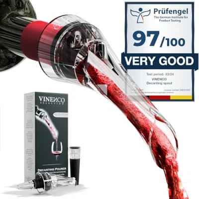 Imagen de Decantador de Vino y Aireador para Botella Vertedor Rapido Profesional Calidad Oxidante Tinto, Decantadores Pourer Accesorios Bar, Tapón, Regalo Mujer Hombre Cumpleaños Fiesta Amigo