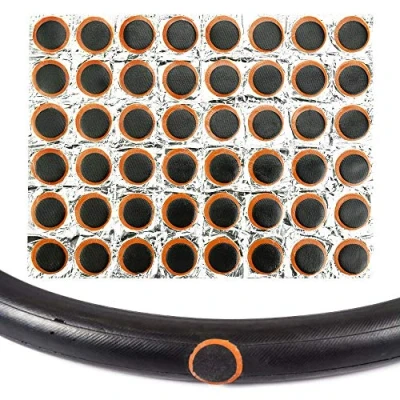 Imagen de GOLRISEN 48 Piezas Parches para Cámara de Neumáticos Bicicletas sin Pegamiento Goma Redondos 2,5 cm Diámetro Kit Reparación Neumático Bicicleta