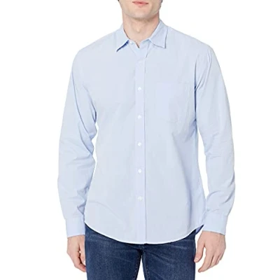 Imagen de Amazon Essentials Camisa Informal de Popelina con Manga Larga y Corte Recto Hombre, Azul Claro, L