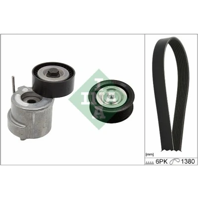 Imagen de INA 529 0303 10 Juego de correas trapeciales poli V Revisar/sustituir poleas libres del alternador OPEL: Astra H GTC, Hatchback, Zafira B