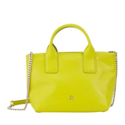 Imagen de DUDU Bolso pequeño para Mujer de Hombro en Piel Genuina, Elegante minibolso Noche, 22 x 13 cm, Asas Dobles, Bandolera Cadena, Cierre con Cremallera Limon