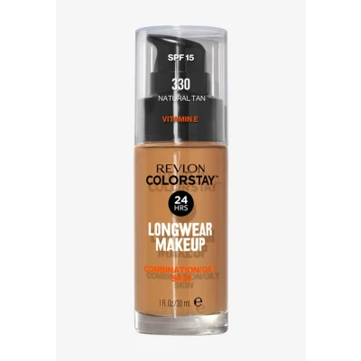 Imagen de REVLON ColorStay Base de Maquillaje SPF 15, con Vitamina E, Cobertura Media Alta, Larga Duración, Acabado Mate, Resistente al Agua, para Piel Mixta Grasa, Tono 330, Natural Tan 30 ml