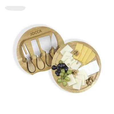 Imagen de Jocca Set Tabla de Quesos y cuchillos Madera + para queso 20cm 4 Acero inoxidable Ideal Amigos, Familiares