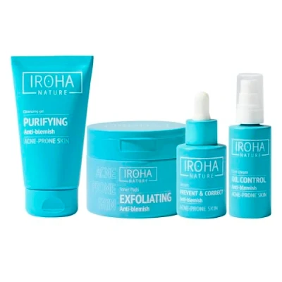 Imagen de IROHA NATURE Pack Rutina Completa Antiacné Ácido Salicílico, Niacinamida, Probióticos Piel Grasa con Granos e Imperfecciones Control de Sebo y Reducción Marcas Tendencia Acneica