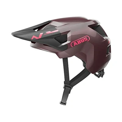 Imagen de ABUS casco MTB YouDrop de bicicleta para niños y adolescentes uso diario o excursiones off road con espacio una coleta rojo oscuro, talla S