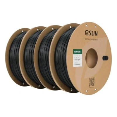 Imagen de eSUN Actualizado PLA Mate Filamento 1.75mm, Impresora 3D Mate, 1KG por Carrete, 4 Carretes para de Impresión 3D, Negro Profundo