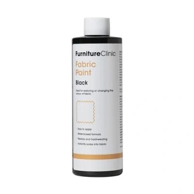 Imagen de Furniture Clinic Pintura de tela, uso para restaurar o cambiar el color tapicería, muebles suaves, interiores automóviles, fácil usar, funciona en todos los tejidos (negro, 250 ml)