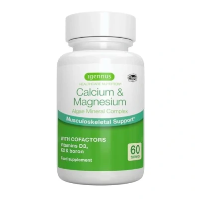 Imagen de Complejo de Calcio y Magnesio, con Boro, Vitamina D3 K2, Mineral 2:1, Refuerzo Óseo, 60 Comprimidos Veganos, Igennus