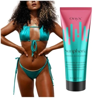Imagen de Onyx Sunphoria Acelerador de bronceado sin autobronceador Crema solar con fórmula absorción rápida Hidratación extrema extracto melocotón para piel hidratante