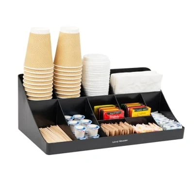 Imagen de Mind Reader COMORG BLK Organizador de condimentos para café, 11 compartimentos, plástico, color negro