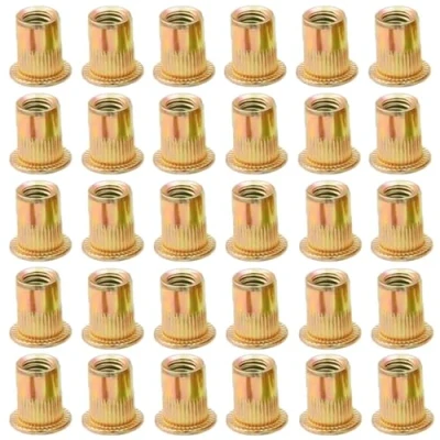 Imagen de LCOUACEO 120 Piezas Tuercas de Remache Acero al Carbono Galvanizadas, Remachables Cabeza Plana M10 Remaches Roscados para Metal, Plástico y Madera