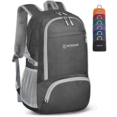 Imagen de ZOMAKE Mochila Plegable Ligera Mochilas de Senderismo Pequeña con Resistencia Al Agua 30L para Hombre Mujer Viaje Trekking Deporte(Gris Medio)