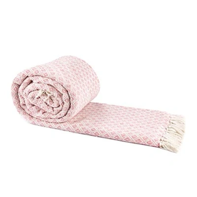 Imagen de Emma Barclay Casablanca Manta Tejida de algodón Reciclado Scandi para Silla, sofá o Cama, Color Rosa Rubor, 50 x 60 (127 152 cm)