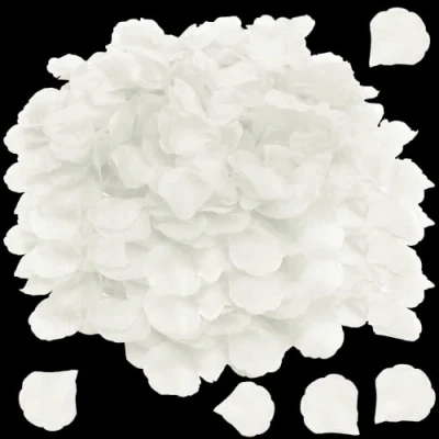 Imagen de OWLKELA 3000pcs Pétalos de Rosa Artificiales, Rosa, Color Blanco, Boda, San Valentín, Mesa Cumpleaños, Atmósfera Romántica