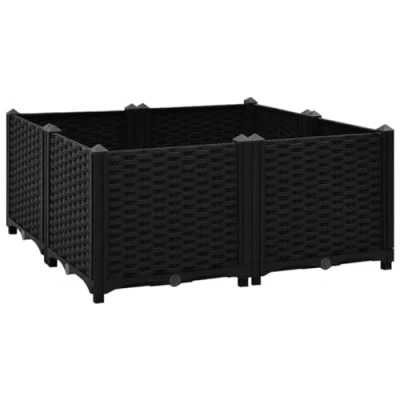 Imagen de vidaXL Arriate Jardinera Macetero Recipiente Flores Plantas Soporte Jardín Patio Terraza Balcón Decoración Adornos 80x80x38 cm Polipropileno