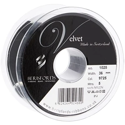 Imagen de Berisfords Cinta de terciopelo, negro, 5 m, 36 mm ancho
