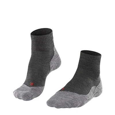 Imagen de FALKE TK5 Wander Short M SSO lana hilo funcional anti ampollas fino 1 par, Calcetines para senderismo Hombre, Gris (Asphalt Melange 3180), 39 41