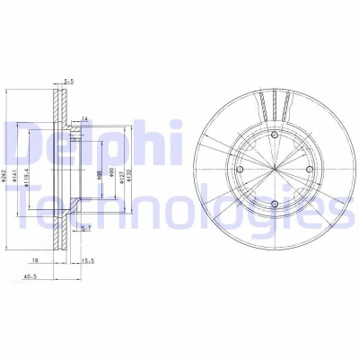 Imagen de DELPHI BG2394 Disco de freno 242 19 4 ventilado aceitado sin procesar cojinete rueda, anillo sensor ABS HYUNDAI: S Coupé, Accent I Berlina