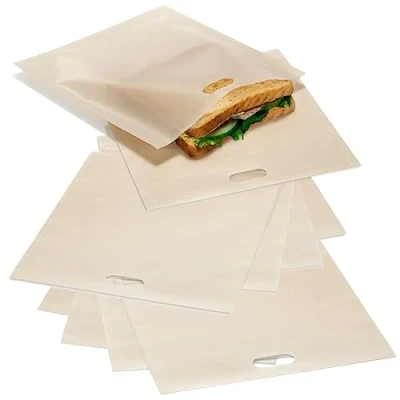Imagen de COM FOUR® 10x bolsas de teflón para tostadas, tostadas antiadherentes reutilizables, queso fácil cuidar, resistente al calor (10 piezas Teflón)