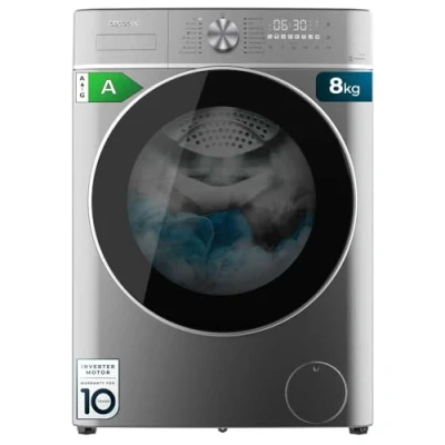 Imagen de Cecotec Lavadora 8Kg de Carga Frontal Bolero DressCode 8800 Inverter Steel A. 1400rpm, 2000W, 16 Programas, Motor Plus, Bajo Consumo, SteamMax, Automática y Display Táctil XXL