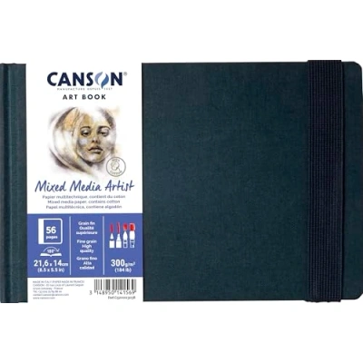 Canson Professional Book – Cuaderno Acordeón Para Acuarela, Papel De Grano Fino De 300 G/m², 18 Páginas, 15x15 Cm, Tapa Dura Con Banda Elástica