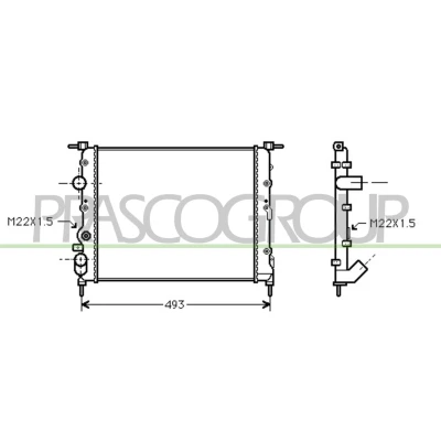 Imagen de PRASCO DA220R001 Radiador, refrigeración del motor Aluminio 430 378 23 Aletas unidas mecánicamente RENAULT: CLIO 2, Kangoo I