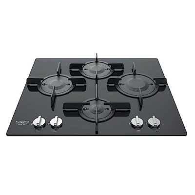 Imagen de Hotpoint FTGHG 641 D/HA(BK) Integrado Encimera de gas Negro hobs Placa (Integrado, gas, Negro, hierro fundido, Metano, Giratorio)