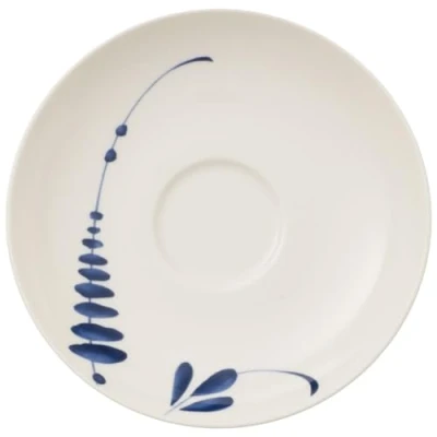 Imagen de Villeroy &amp; Boch Vieux Luxembourg Brindille plato para taza, 14 cm, Porcelana Premium, Blanco/Azul