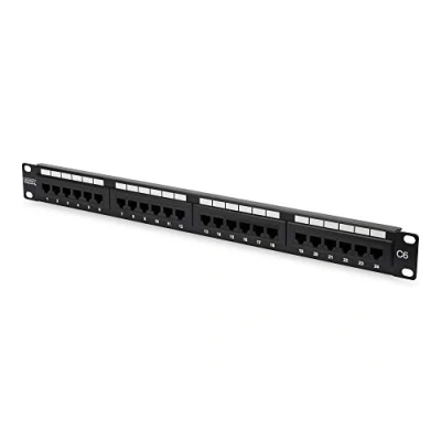 Imagen de DIGITUS Patchpanel Cat 6, 24 puerto, 19&quot;, 1U, sin blindado, Negro