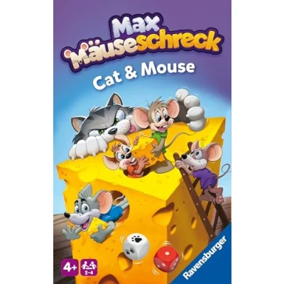Imagen de Ravensburger MAX 22466 Juego Compacto de Gatos y ratón para niños a Partir 4 años, Dados coleccionables 2 Jugadores, Color Blanco (22466)