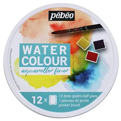 Imagen de Pébéo Peintur 300075 Acu a r e l f i n Caja redonda de metal 12 ½ godets
