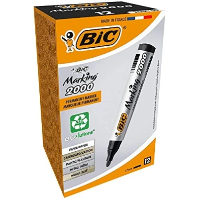 Imagen de BIC Marking Rotuladores Permanentes, 2000 ECOlutions, Negro, Punta Media, Material Oficina, Caja de 12