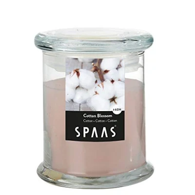 Imagen de Spaas Vela perfumada en Tarro doméstico, ± 60 Horas, Flor de algodón, Cristal, Cera parafina, Beige, Cotton Blossom