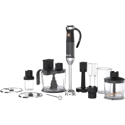 Imagen de Sencor Batidora de Mano Multifunción Ultra Potente 10 en 1, 1500W, con Tecnología QuadBlade Titanio, Control Velocidad Continuo, Mango Ergonómico y Accesorios Completos Negro [SHB 6552WH]